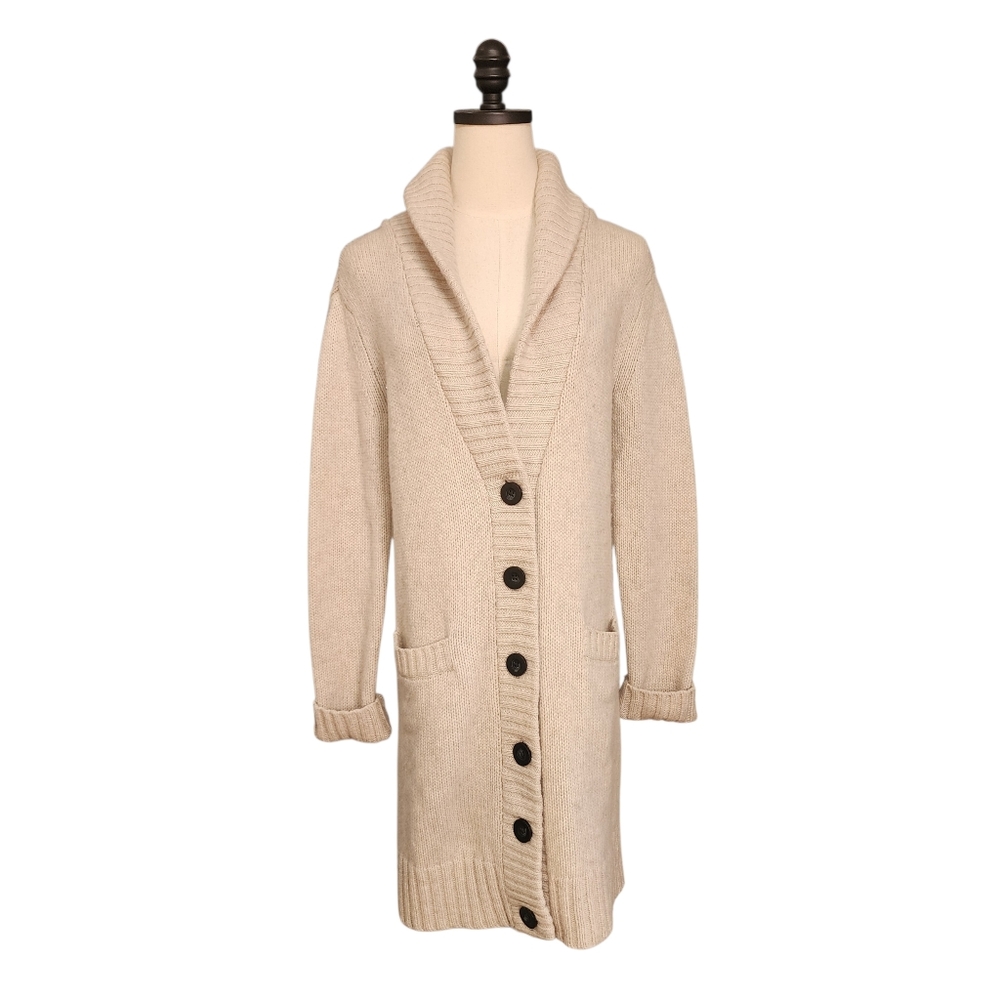 Vintage GAP 100% Lambswool European Fit Long-line Cardigan 2008 Holiday Sz S